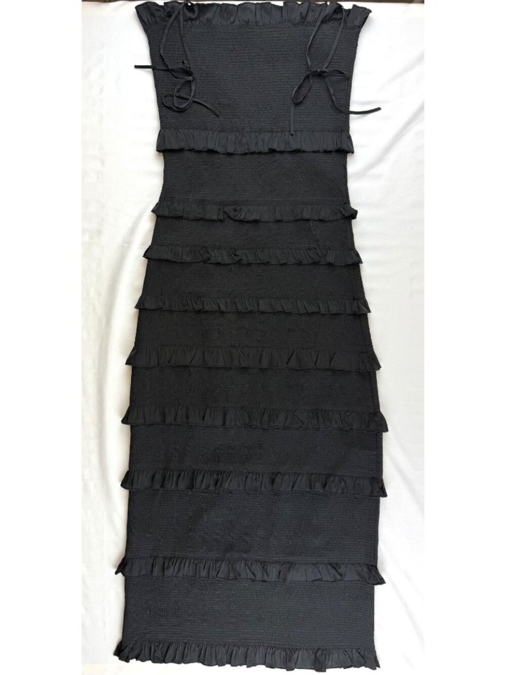 Anthropologie V. Chapman Sage Lily Ruched & Ruffled Stretch Midi Dress Size 6 - Picture 5 of 9
